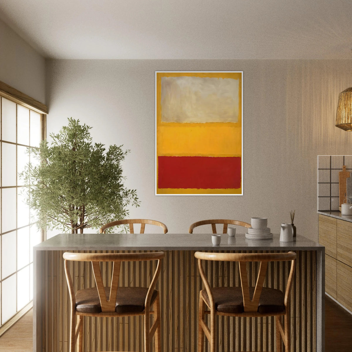 No. 13 White, Red on Yellow Framed Poster | Mark Rothko Framed Prints Wall Art | Rothko Prints