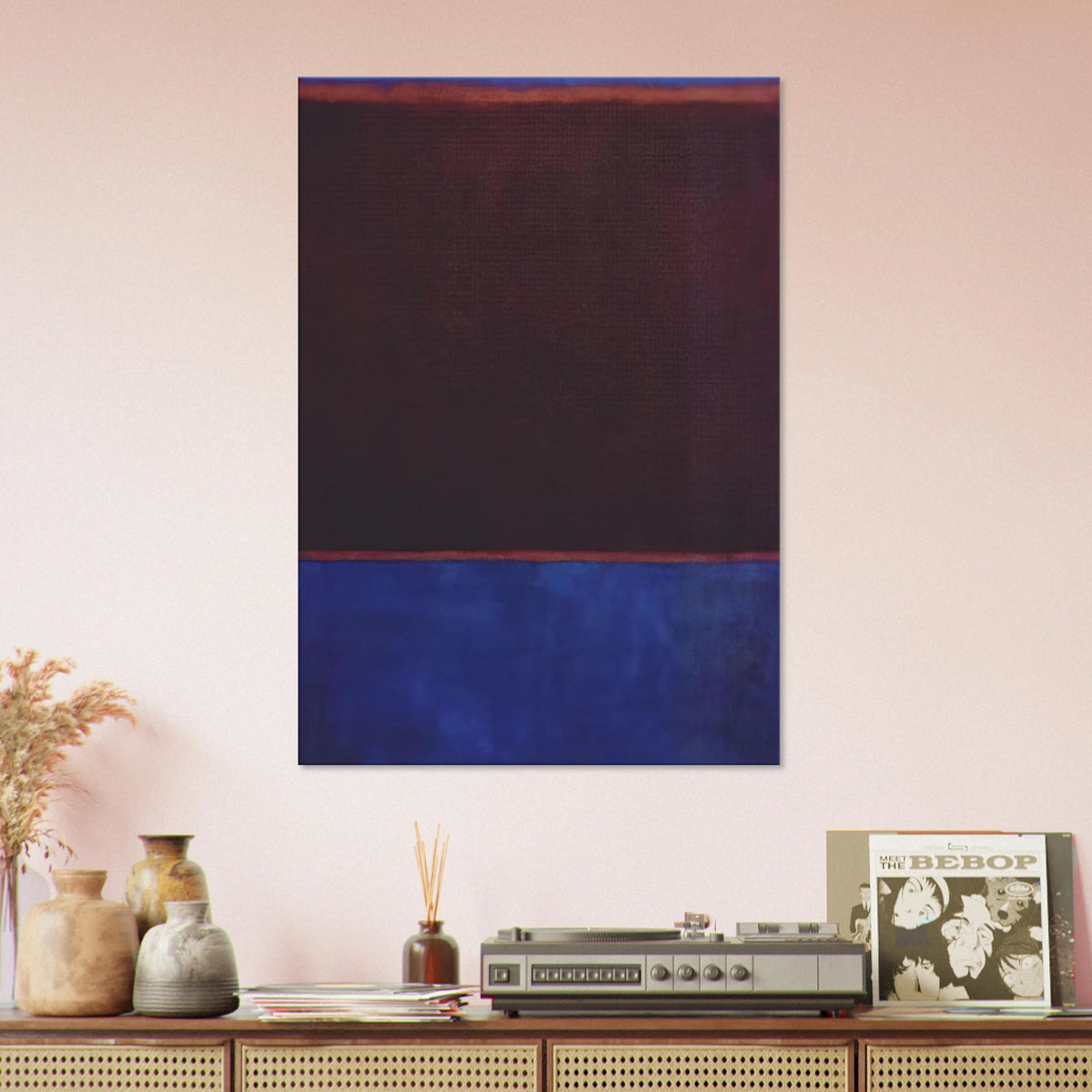 No. 3 Bright Blue, Brown, Dark Blue on Wine - 1962 Canvas | Mark Rothko Canvas | Rothko Prints