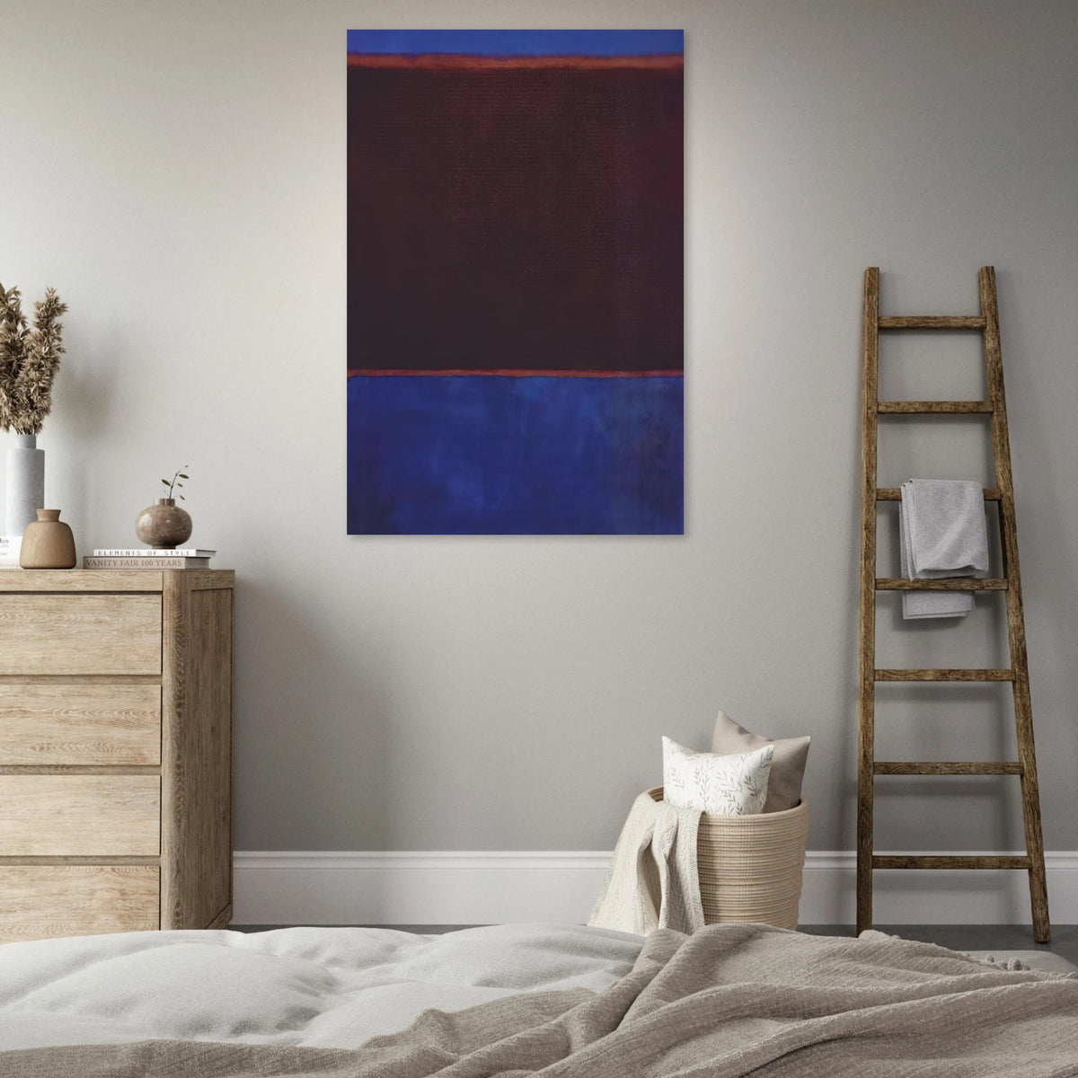 No. 3 Bright Blue, Brown, Dark Blue on Wine - 1962 Poster | Mark Rothko Poster | Rothko Prints
