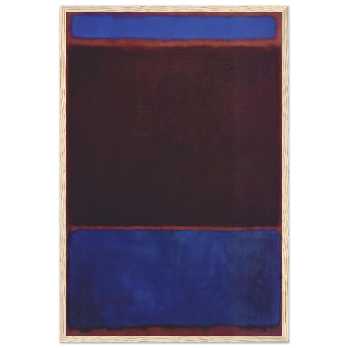 No. 3 Bright Blue, Brown, Dark Blue on Wine - 1962 Framed Poster | Mark Rothko Framed Prints Wall Art | Rothko Prints