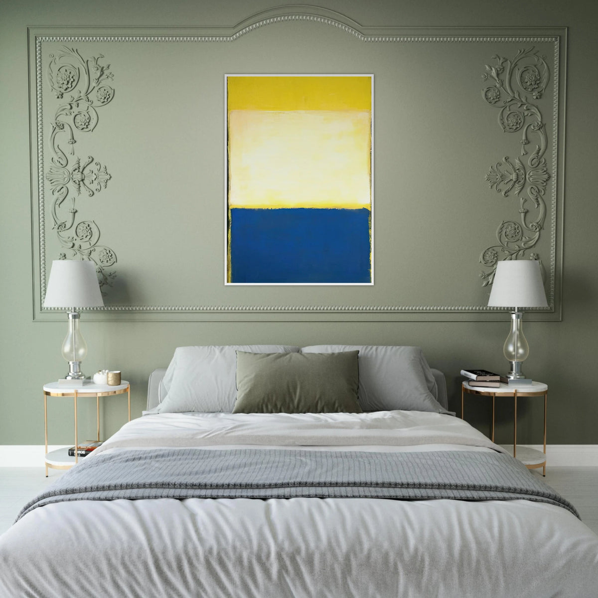 No. 6 Yellow, White, Blue Over Yellow on Gray - 1954 Framed Poster | Mark Rothko Framed Prints Wall Art | Rothko Prints