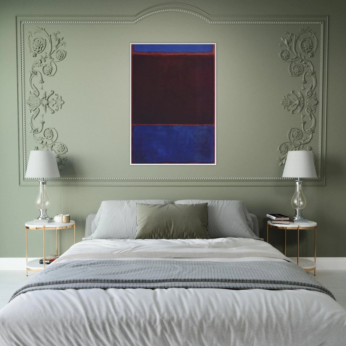 No. 3 Bright Blue, Brown, Dark Blue on Wine - 1962 Framed Poster | Mark Rothko Framed Prints Wall Art | Rothko Prints