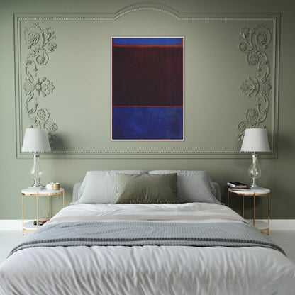 No. 3 Bright Blue, Brown, Dark Blue on Wine - 1962 Framed Poster | Mark Rothko Framed Prints Wall Art | Rothko Prints