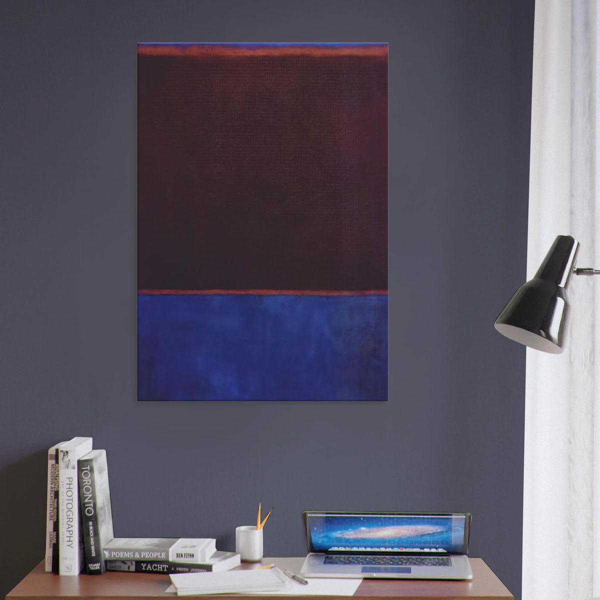 No. 3 Bright Blue, Brown, Dark Blue on Wine - 1962 Canvas | Mark Rothko Canvas | Rothko Prints