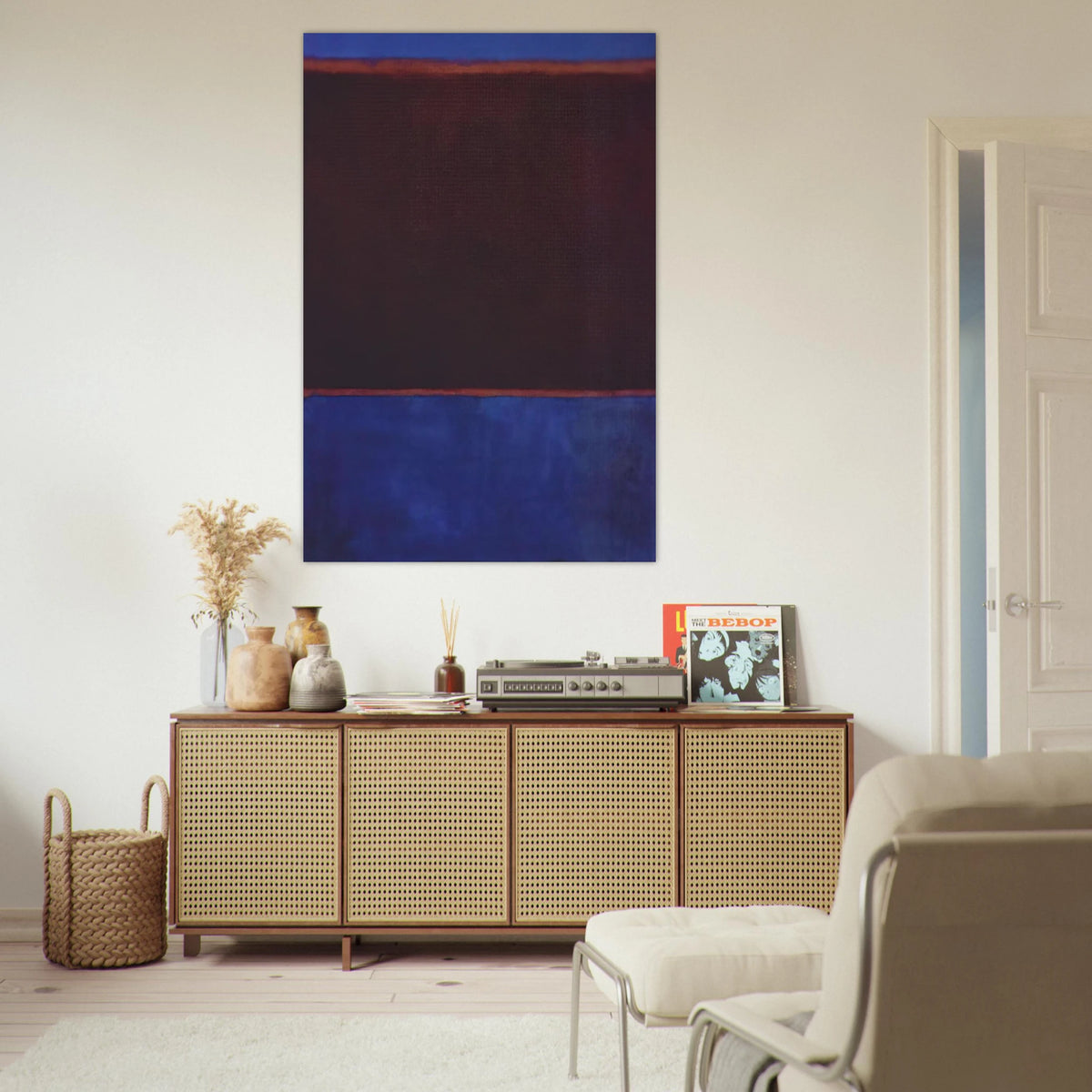 No. 3 Bright Blue, Brown, Dark Blue on Wine - 1962 Poster | Mark Rothko Poster | Rothko Prints