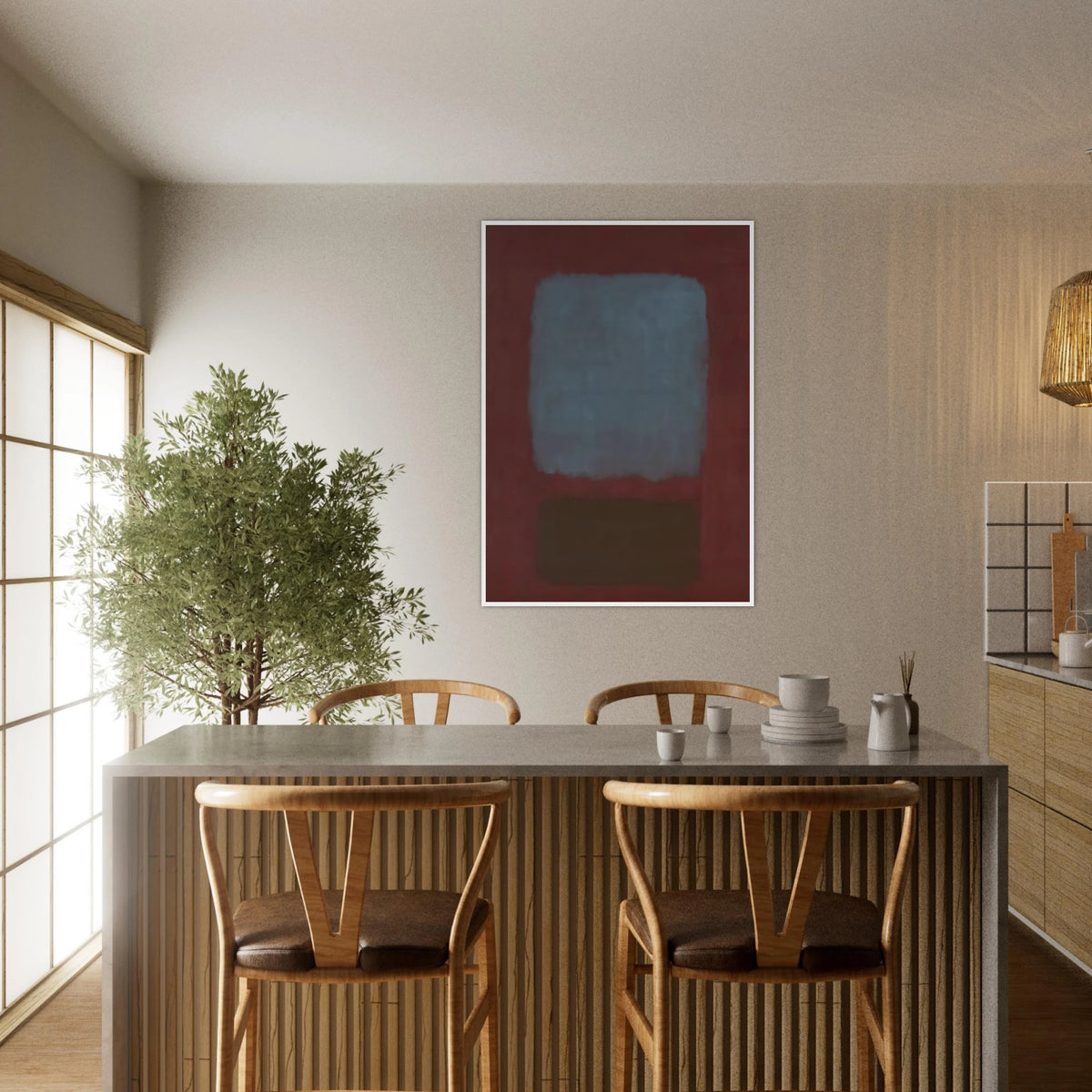 No. 37No. 19 Slate Blue and Brown on Plum - 1958 Framed Poster | Mark Rothko Framed Prints Wall Art | Rothko Prints