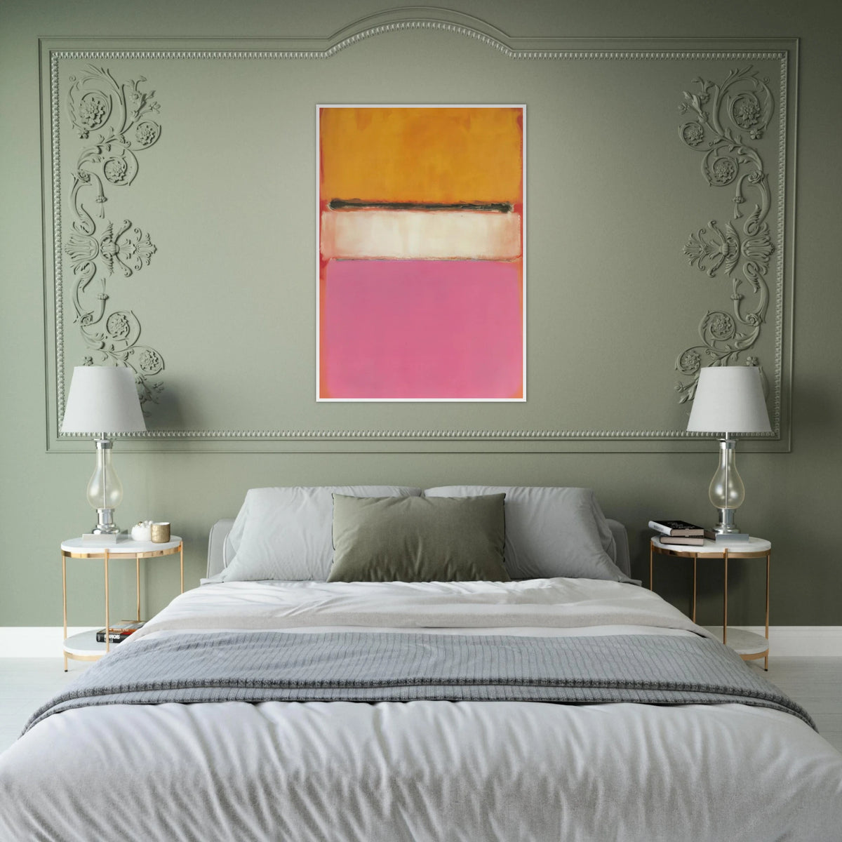 White Center Yellow, Pink and Lavender on Rose - 1950 Framed Poster | Mark Rothko Framed Prints Wall Art | Rothko Prints
