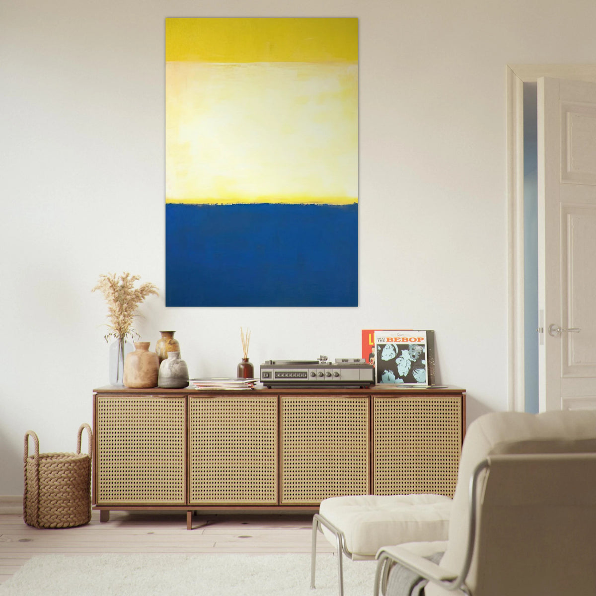 No. 6 Yellow, White, Blue Over Yellow on Gray - 1954 Poster | Mark Rothko Poster | Rothko Prints