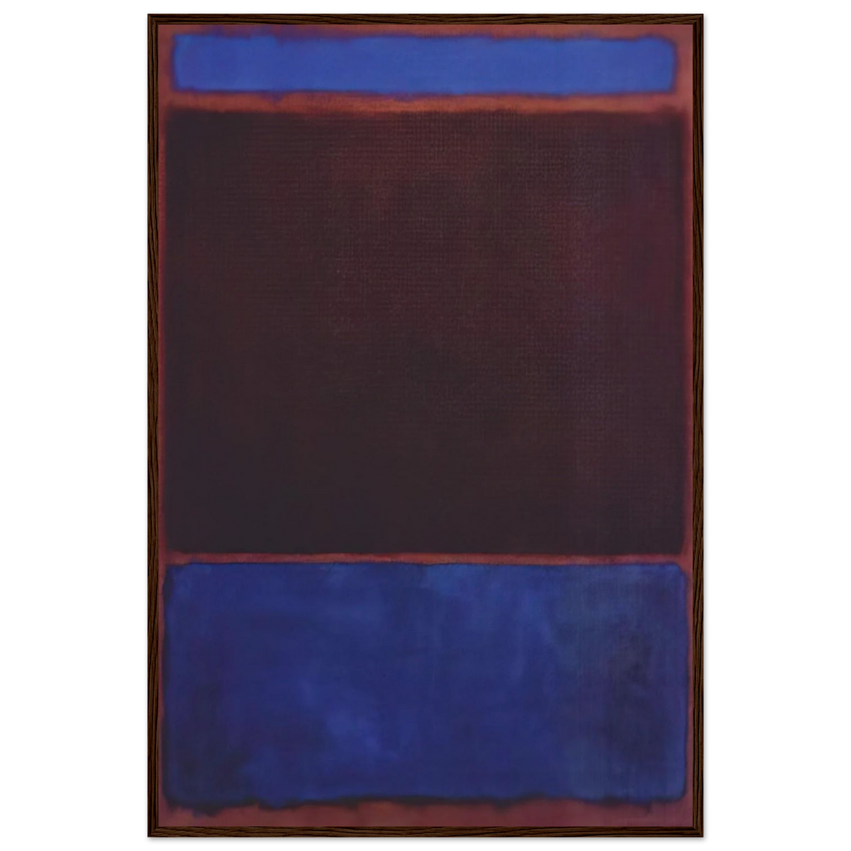 No. 3 Bright Blue, Brown, Dark Blue on Wine - 1962 Framed Poster | Mark Rothko Framed Prints Wall Art | Rothko Prints